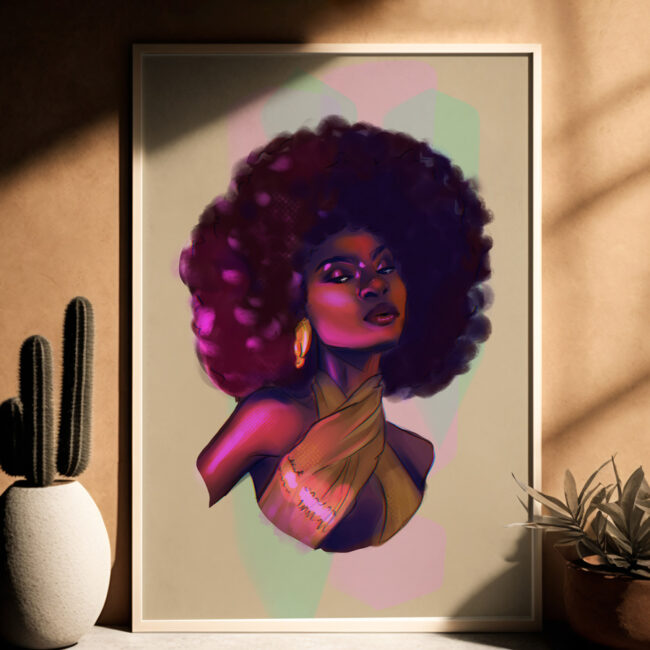 dessin digital portrait femme afro