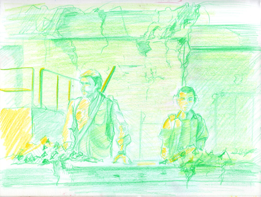 dessin crayonné vert 