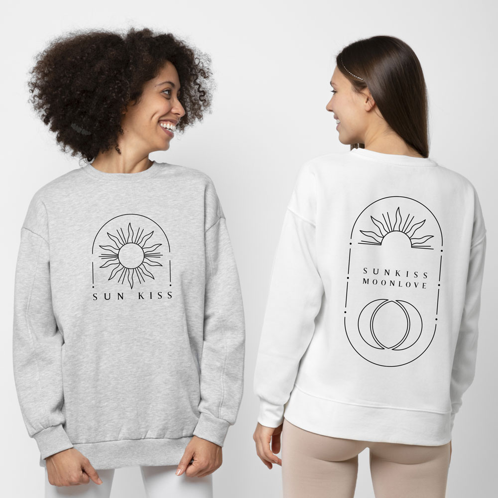 ILLUSTRATION photo de femmes portant des sweatshirt avec illustrations soleil et lune