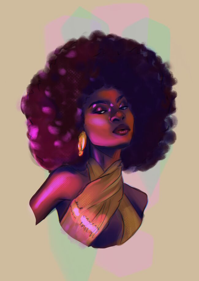 dessin digital portrait femme afro