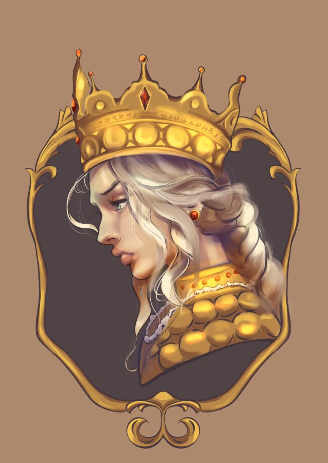 dessin digital portrait d'une reine avec couronne